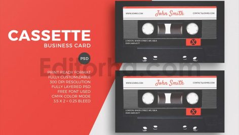 دانلود لایه باز کارت ویزیت با طرح نوار کاست قدیمی Cassette Business Card