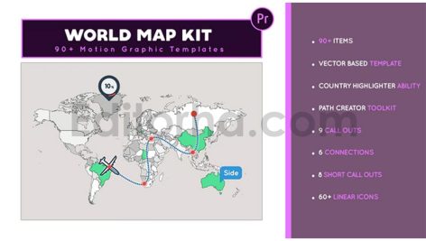 دانلود پروژه آماده پریمیر: کیت نقشه جهان World Map kit