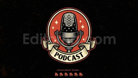 دانلود وکتور لایه باز لوگوی قدیمی پادکست Podcast Vintage Logo
