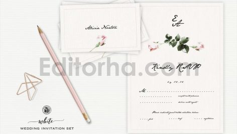 دانلود فایل لایه باز ست کارت دعوت عروسی سفید White Wedding Invitation