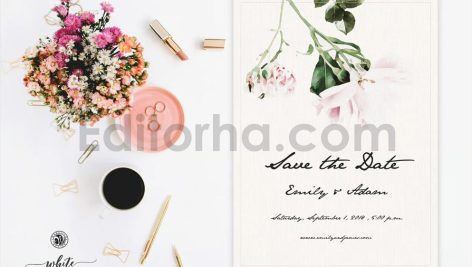 دانلود فایل لایه باز ست کارت دعوت عروسی سفید White Wedding Invitation
