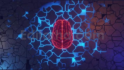 3D animation of a brain connected to a mainboard