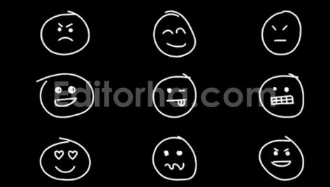 Character Set Emotion Scribble Doodle Hand Drawn Transparent Background