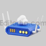 Cartoon router with cloud symbol