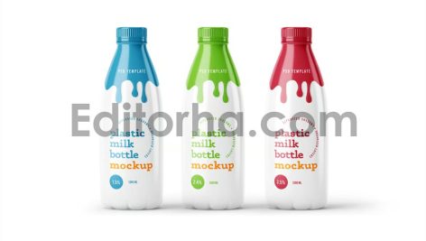 Plastic Yogurt & Milk Bottle Mockup Set2