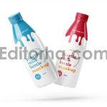 Plastic Yogurt & Milk Bottle Mockup Set4